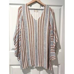Altar'd State Tazewell Earth Tones Striped Boho Bell Sleeve Made in USA Dress SM